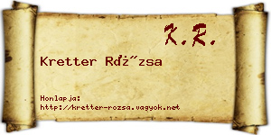 Kretter Rózsa névjegykártya